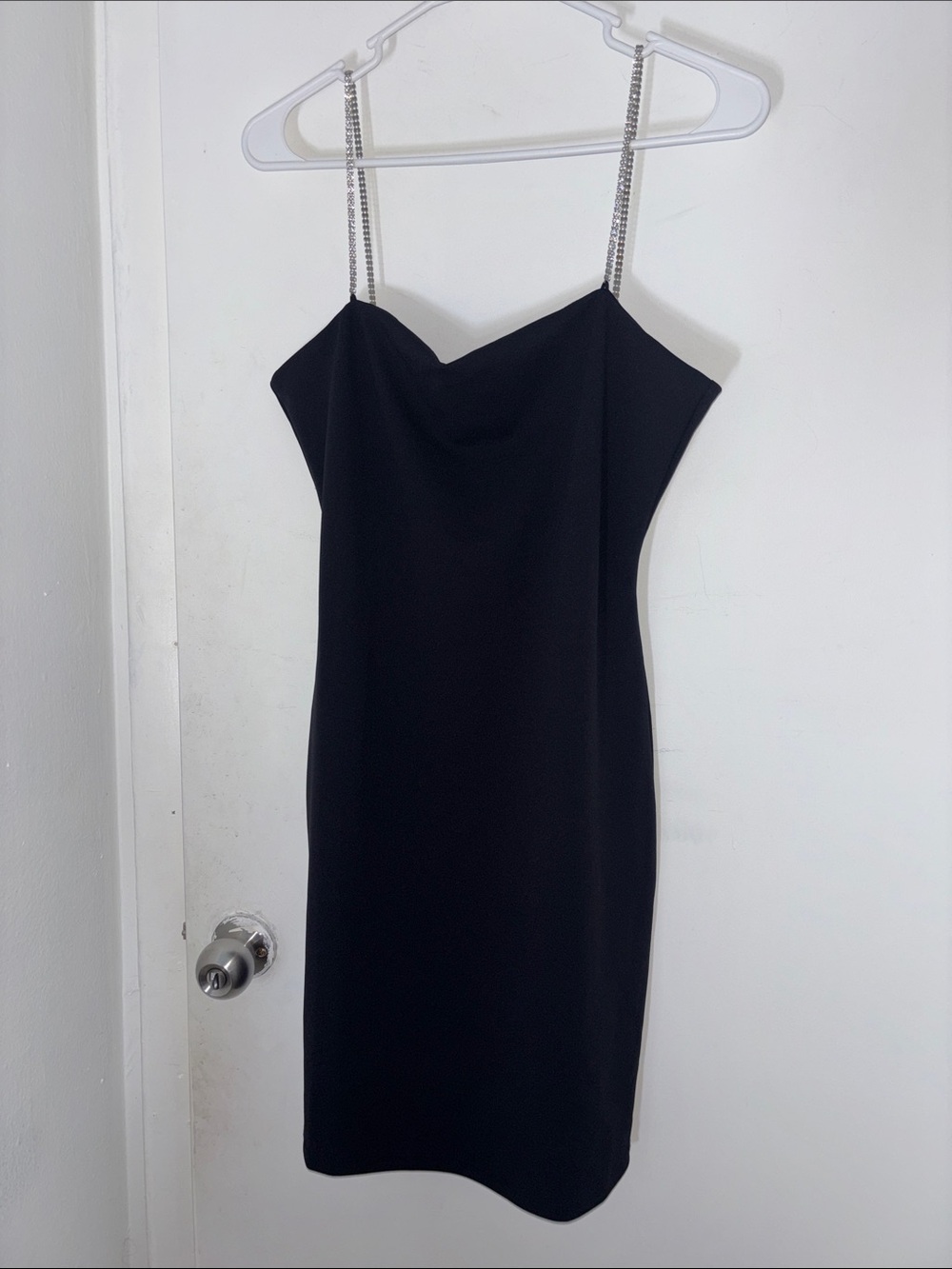 H&M Black Mini Dress with Rhinestone Straps